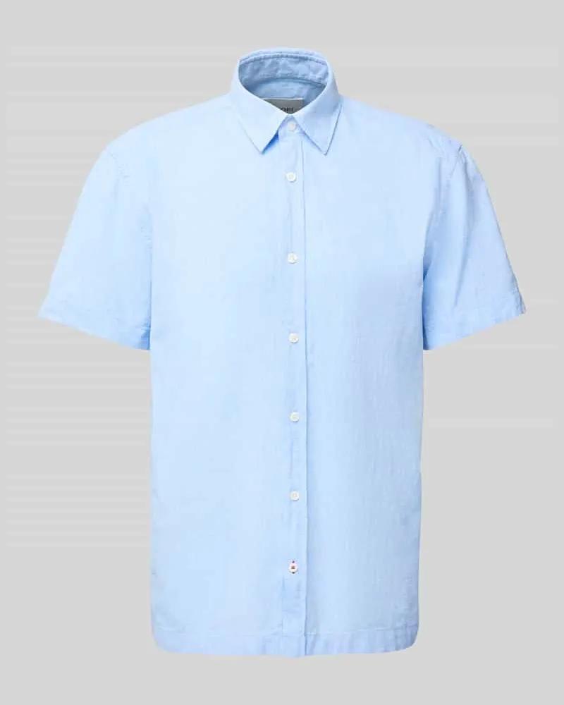 JOOP! Regular Fit Freizeithemd aus Leinen-Baumwoll-Mix Hellblau
