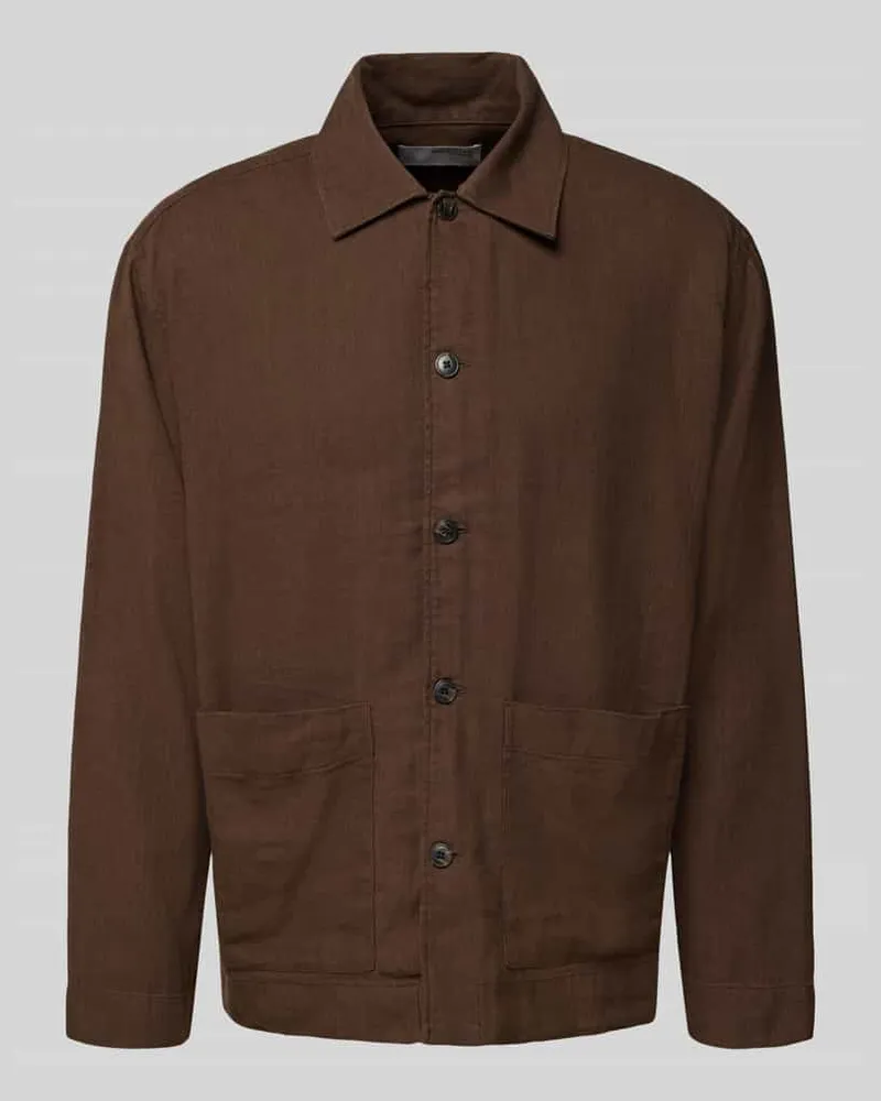 Selected Homme Relaxed Fit Overshirt aus Baumwoll-Leinen-Mix Modell 'RELAXTONY 