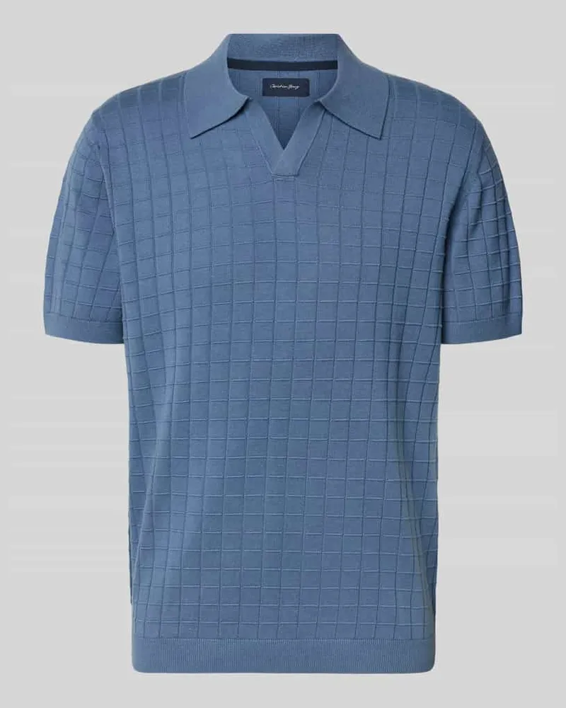Christian Berg Regular Fit Poloshirt mit Strukturmuster Jeansblau