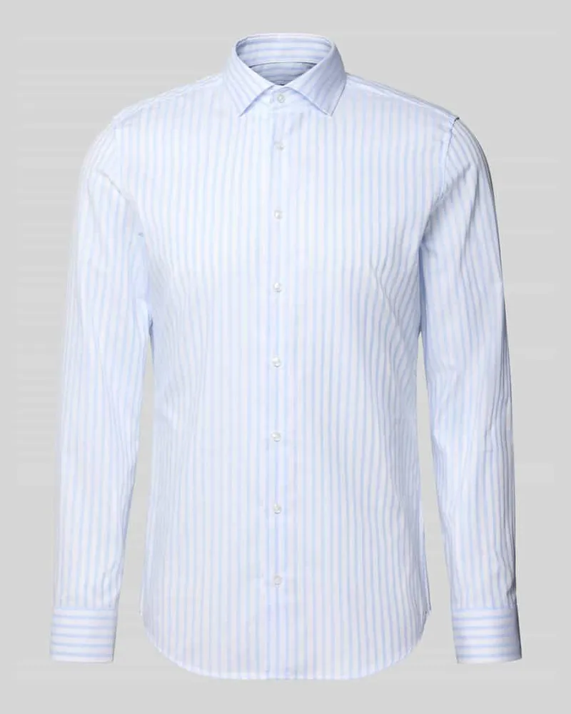 Seidensticker Slim Fit Business Hemd aus Baumwolle mit Kentkragen Bleu