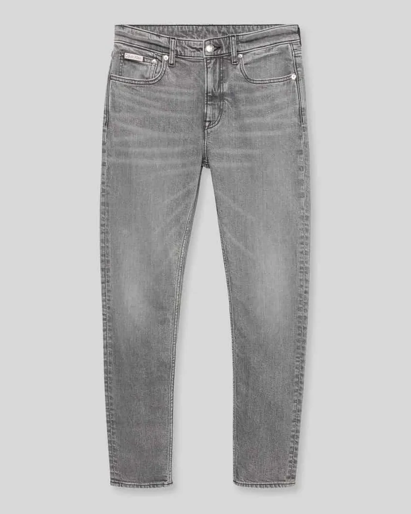 Calvin Klein Tapered Fit Jeans aus Baumwoll-Mix Hellgrau