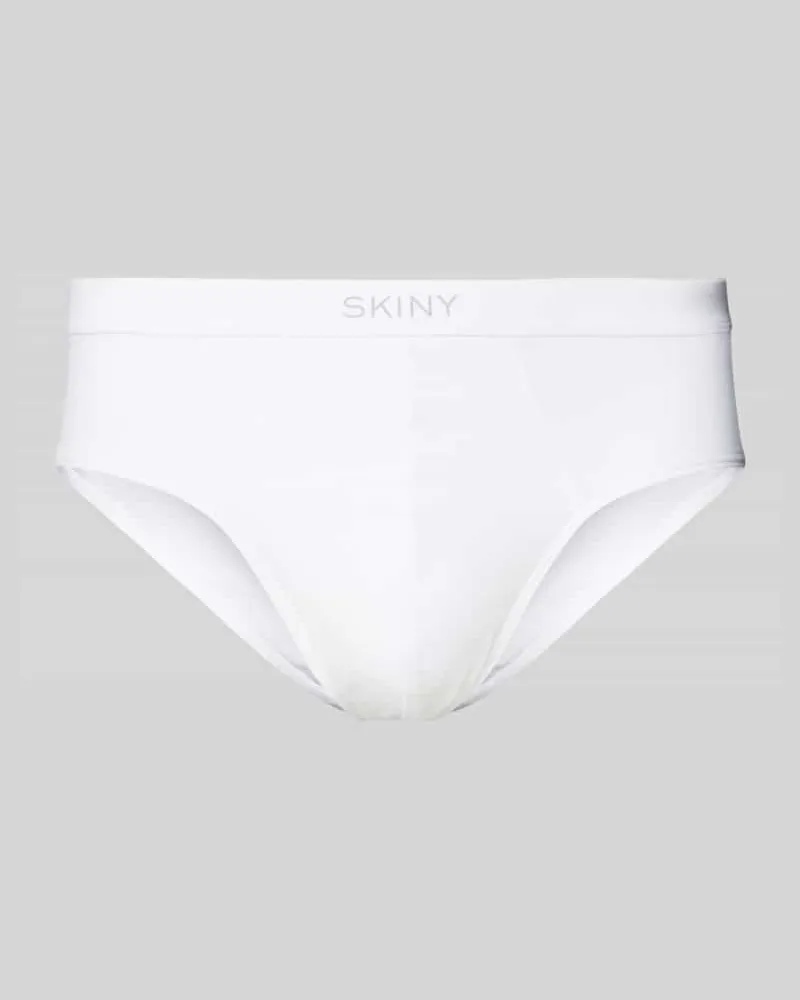 Skiny Slip mit Label-Print Weiss