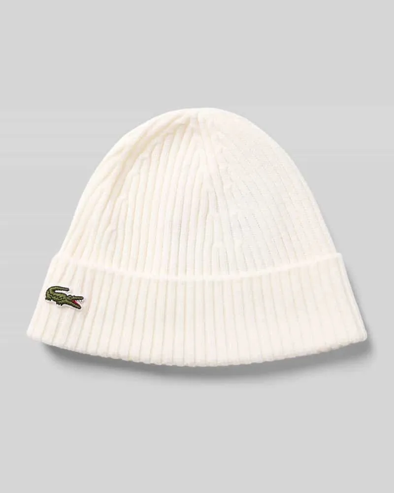 Lacoste Mütze aus reiner Wolle Offwhite