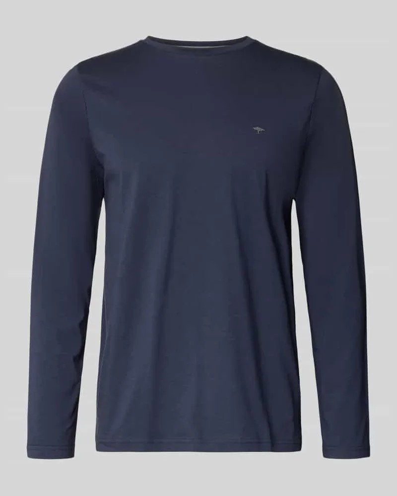 Fynch-Hatton Longsleeve mit Rundhalsausschnitt und Logo Marine