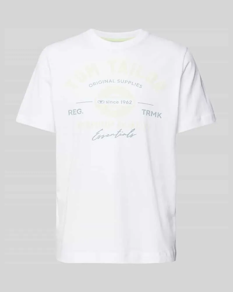 Tom Tailor Regular Fit T-Shirt aus reiner Baumwolle mit Label Print 