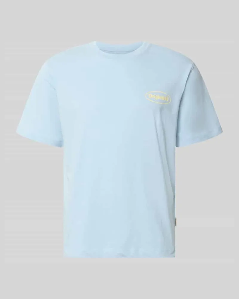 Jack & Jones T-Shirt mit Logo-Print Modell 'RIVIERA VINTAGE POSTER Hellblau