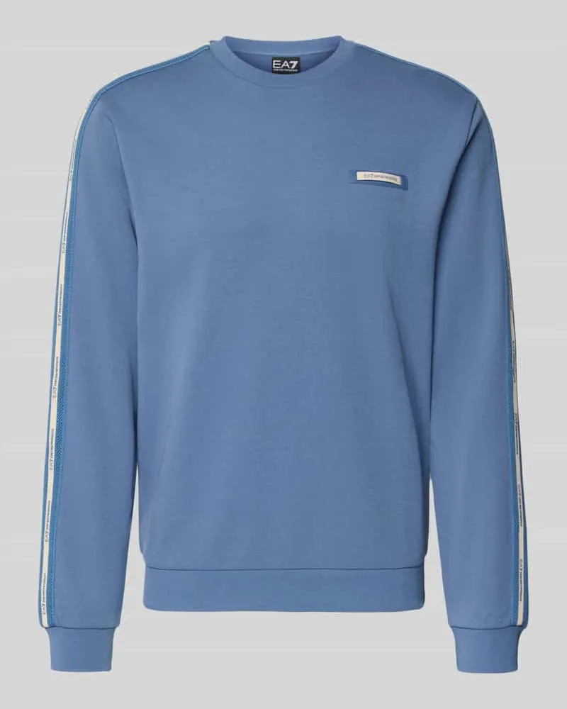 EA7 Sweatshirt mit Label-Patch und Rundhalsausschnitt Sky