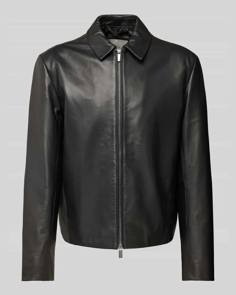 Calvin Klein Lederjacke mit Zweiwege-Reißverschluss 