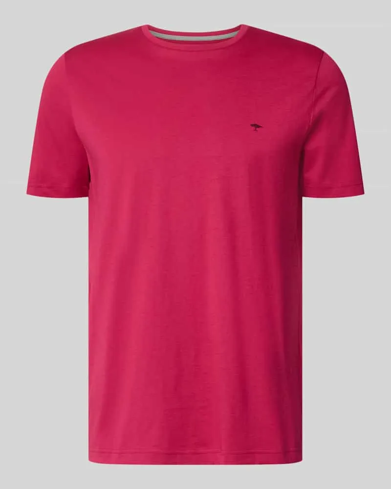 Fynch-Hatton T-Shirt mit Rundhalsausschnitt und Label-Stitching Aubergine
