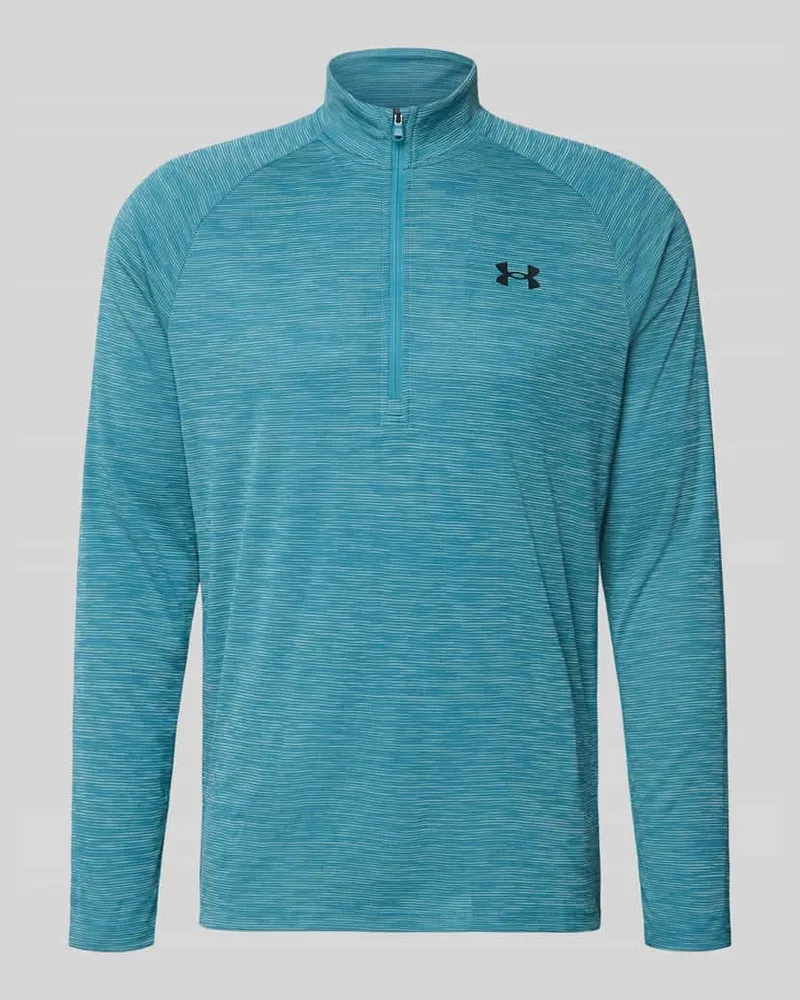 Under Armour Funktionsshirt mit Logo und Reißverschluss Petrol