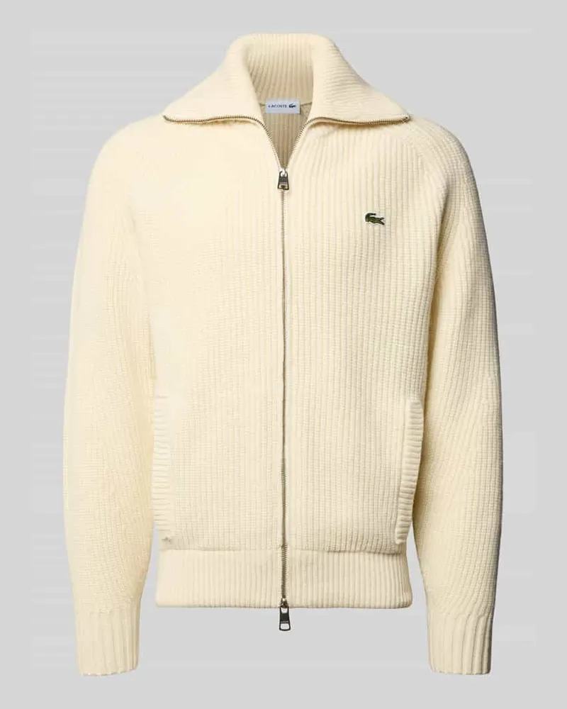 Lacoste Regular Fit Strickjacke aus Baumwoll-Mix Offwhite