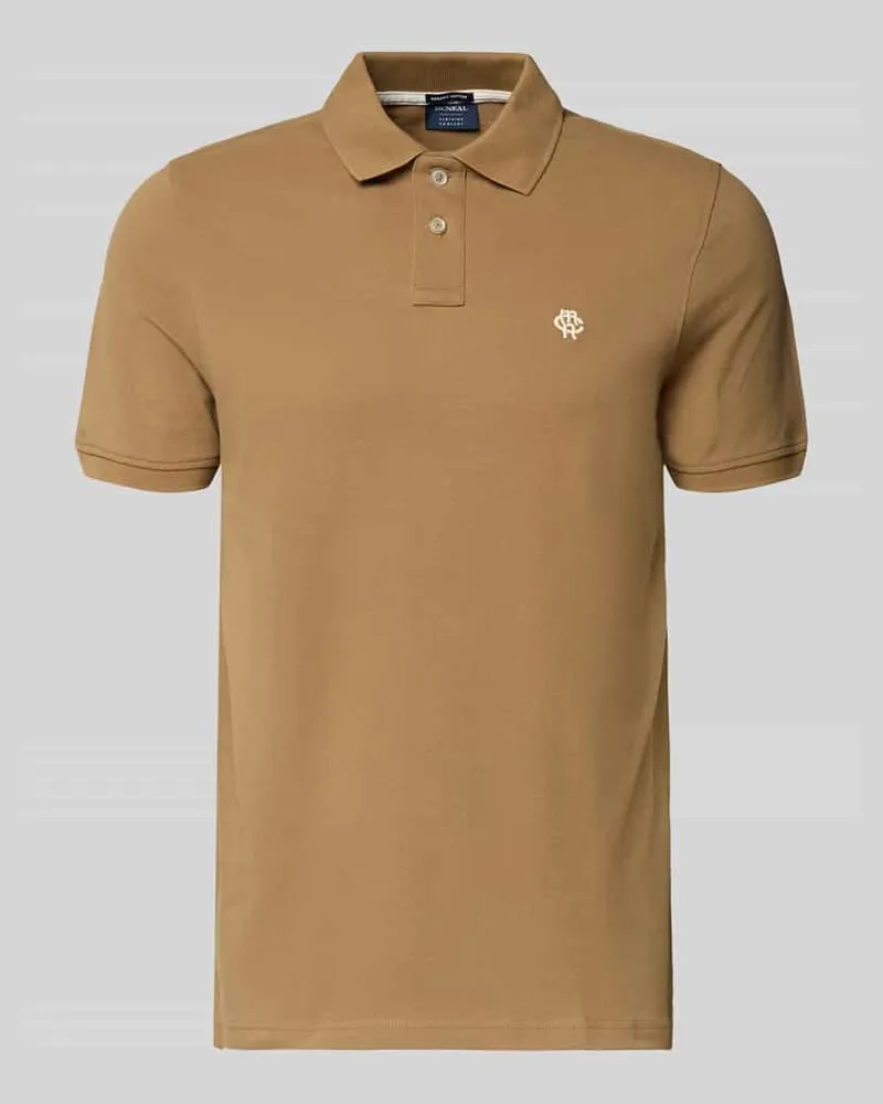 McNeal Slim Fit Poloshirt mit Logo-Stitching Hellbraun