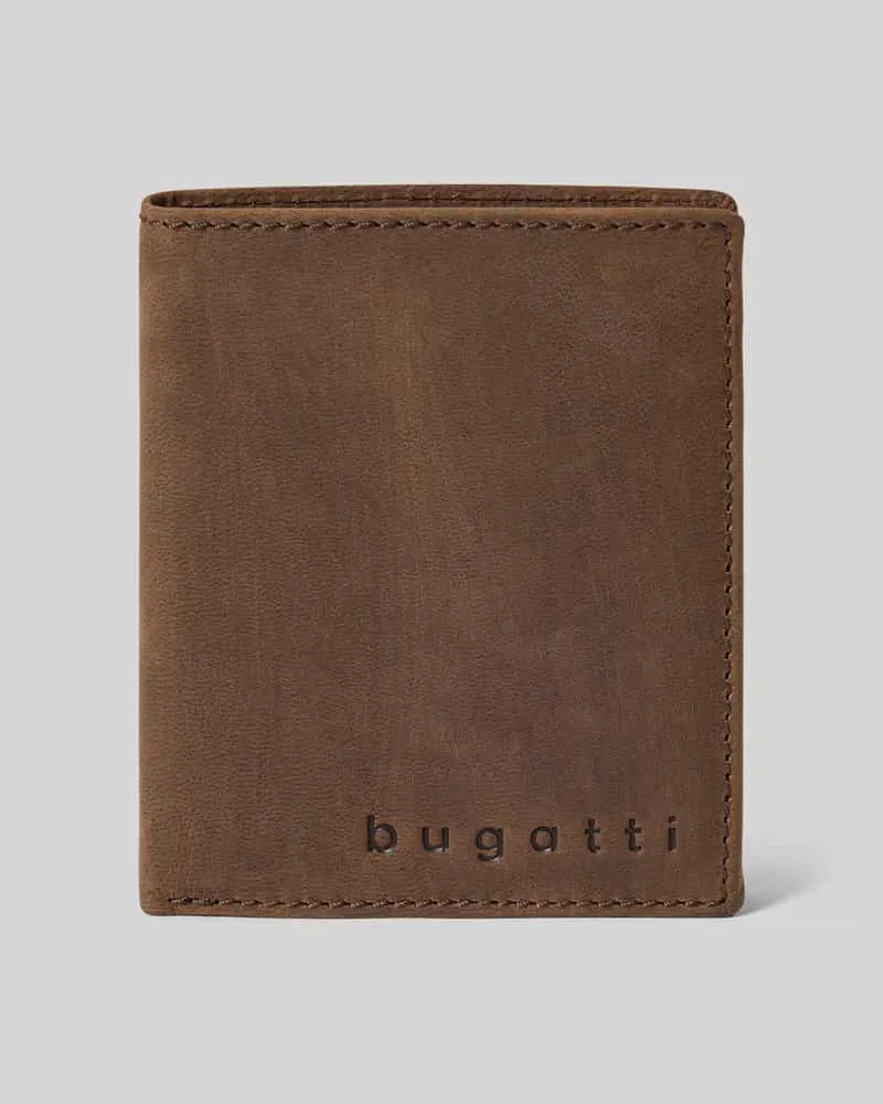 Bugatti Portemonnaie mit Label-Detail Modell 'Luca Mittelbraun