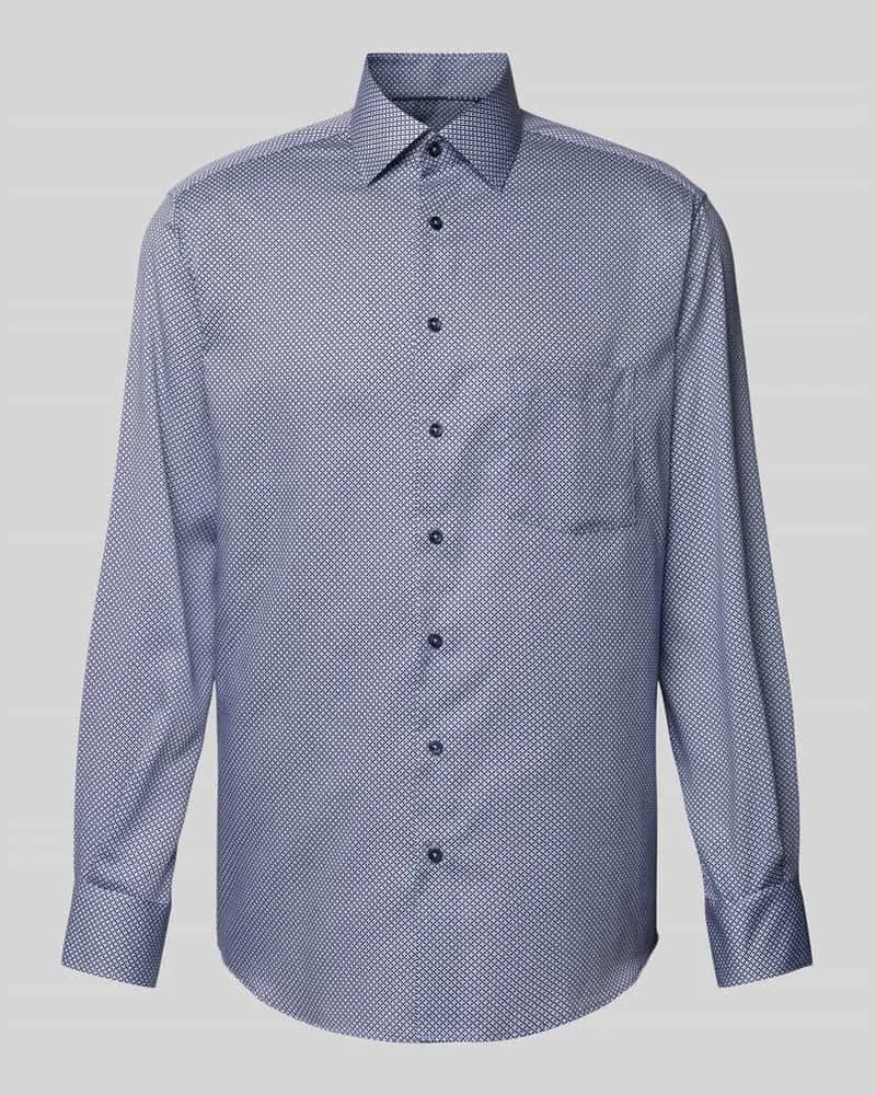 Eterna Modern Fit Business-Hemd mit Brusttasche Bleu