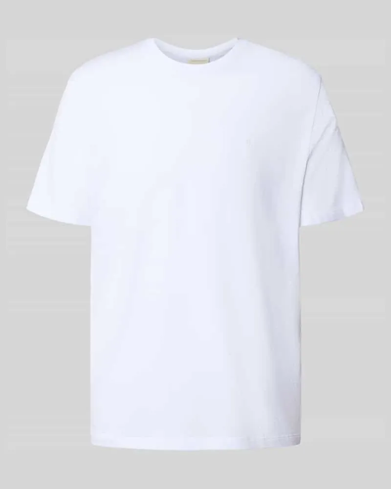 Calvin Klein T-Shirt mit geripptem Rundhalsausschnitt Weiss