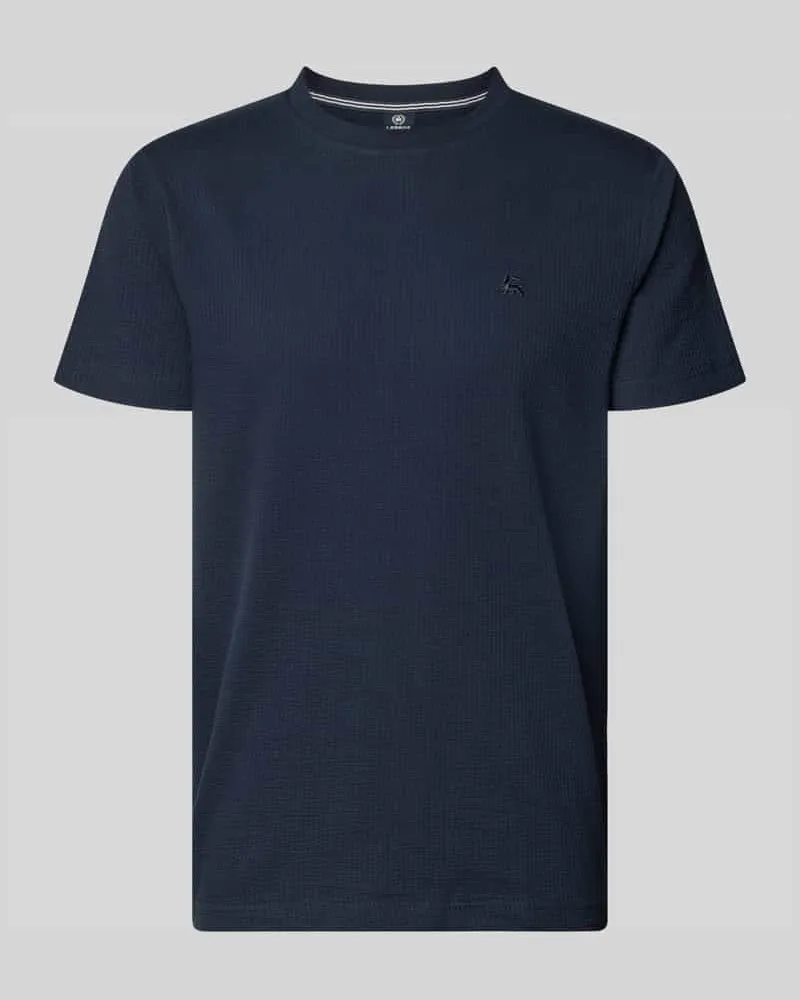 Lerros T-Shirt mit Strukturmuster und Logo-Stitching Marine