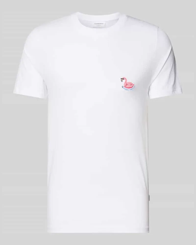 Lindbergh T-Shirt mit Stitching und Rundhalsausschnitt Weiss