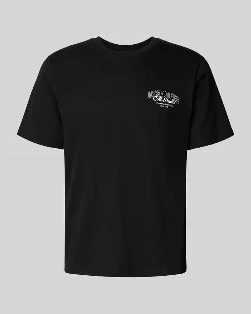 Jack & Jones T-Shirt mit Label-Print Modell 'MAKOTO Black