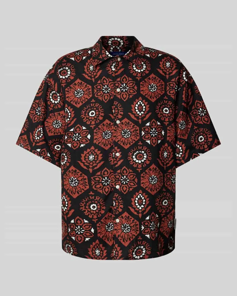 Jack & Jones Regular Fit Freizeithemd aus Leinen-Viskose-Mix Modell 'NOTO Black
