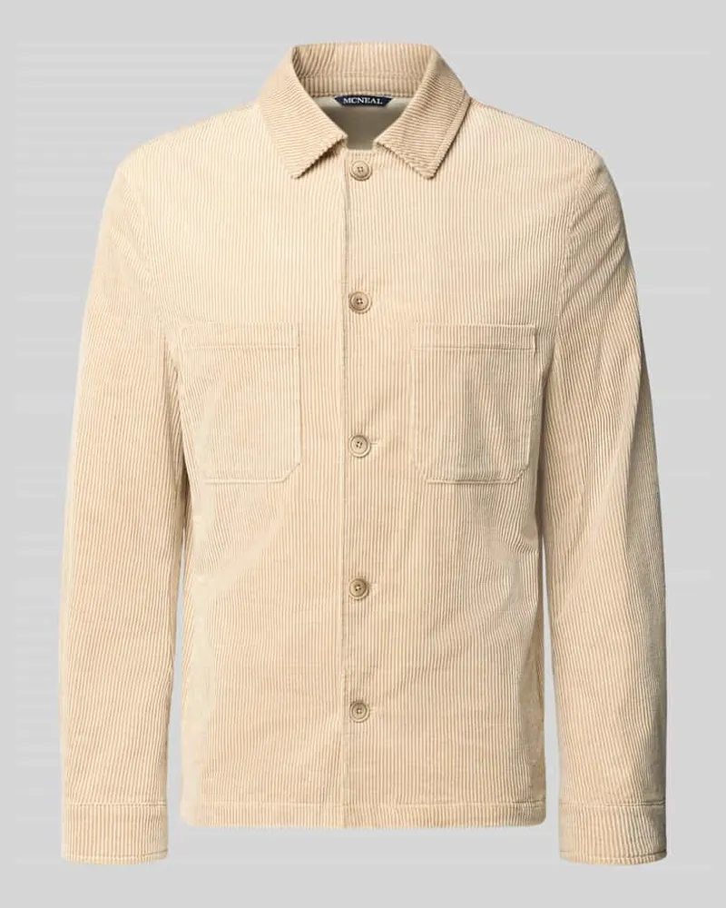 McNeal Slim Fit Hemdjacke aus Cord Beige