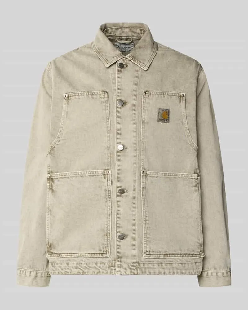 Carhartt WIP Jeansjacke mit Knopfleiste und Label-Detail Gruen