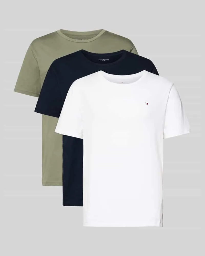 Tommy Hilfiger Regular Fit T-Shirt aus reiner Baumwolle im 3er-Pack Khaki