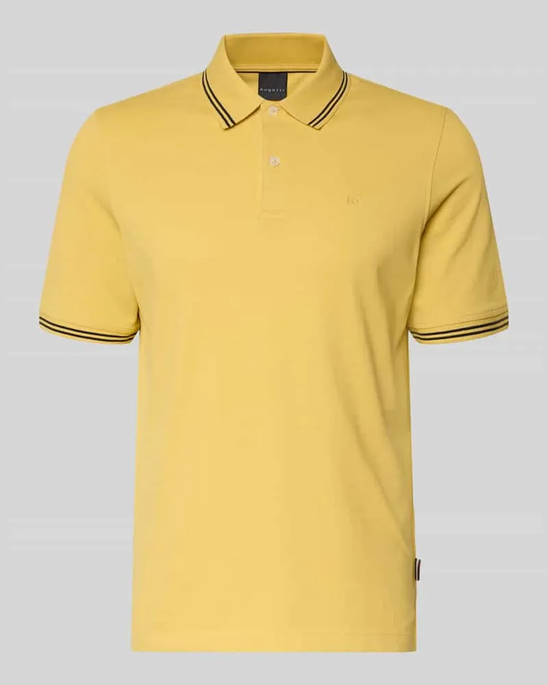 Bugatti Regular Fit Poloshirt mit Logo-Stitching Hellgelb