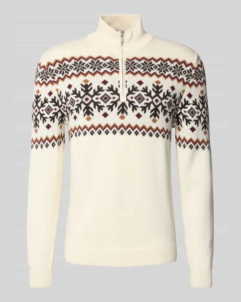 McNeal Strickpullover mit Troyer-Kragen Ecru