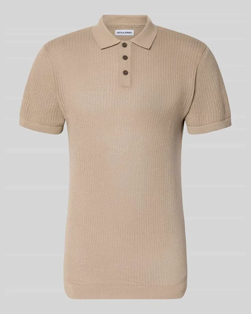Jack & Jones Modern Fit Poloshirt mit kurzer Knopfleiste Modell 'JESS Beige