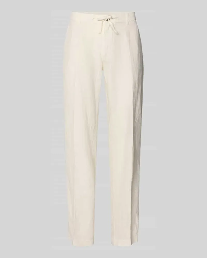 Selected Homme Straight Leg Leinenhose mit Tunnelzug Modell 'LEROY Offwhite