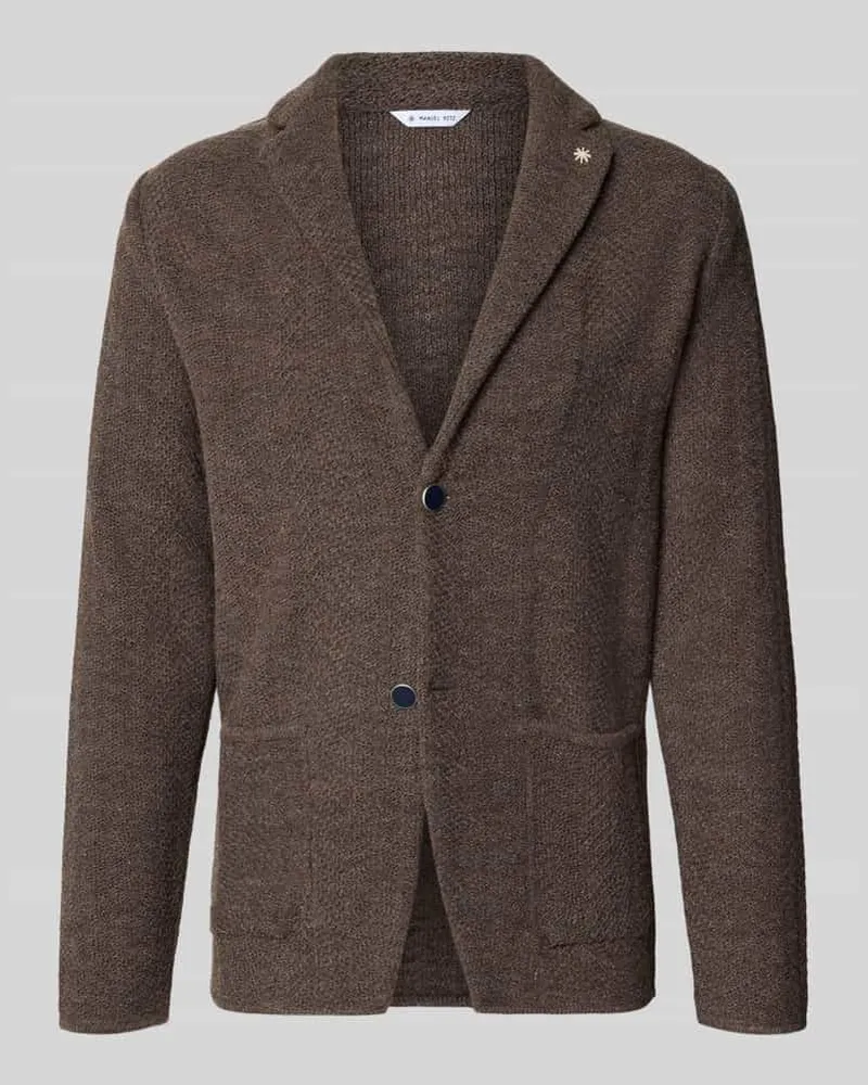 Manuel Ritz Cardigan mit Schurwoll-Anteil in Strick-Optik Dunkelbraun