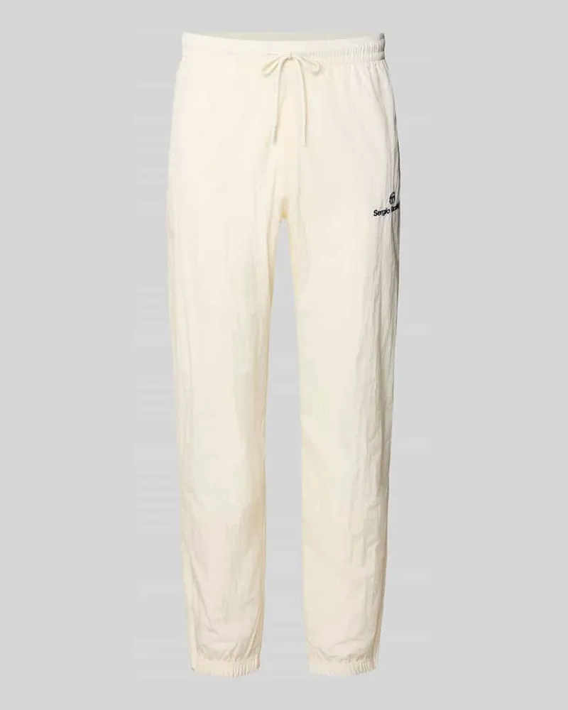 Sergio Tacchini Straight Fit Stoffhose mit Logo-Stitching Modell 'Nayla Offwhite