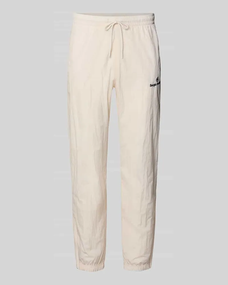 Sergio Tacchini Straight Fit Stoffhose mit Logo-Stitching Modell 'Nayla Offwhite