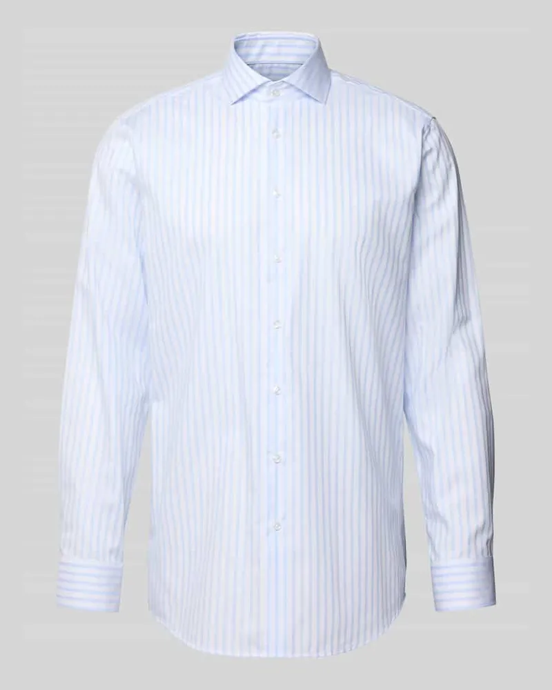 Seidensticker Regular Fit Business Hemd aus Baumwolle mit Kentkragen Bleu