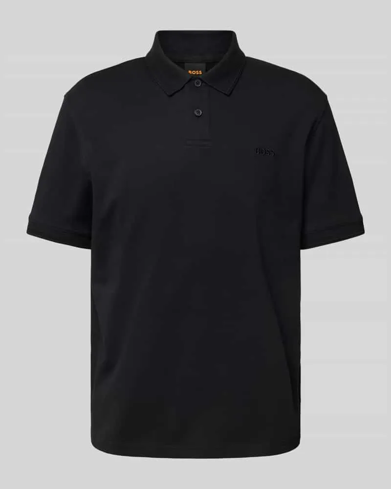HUGO BOSS Regular Fit Poloshirt mit Label-Stitching Modell 'Interlock Black