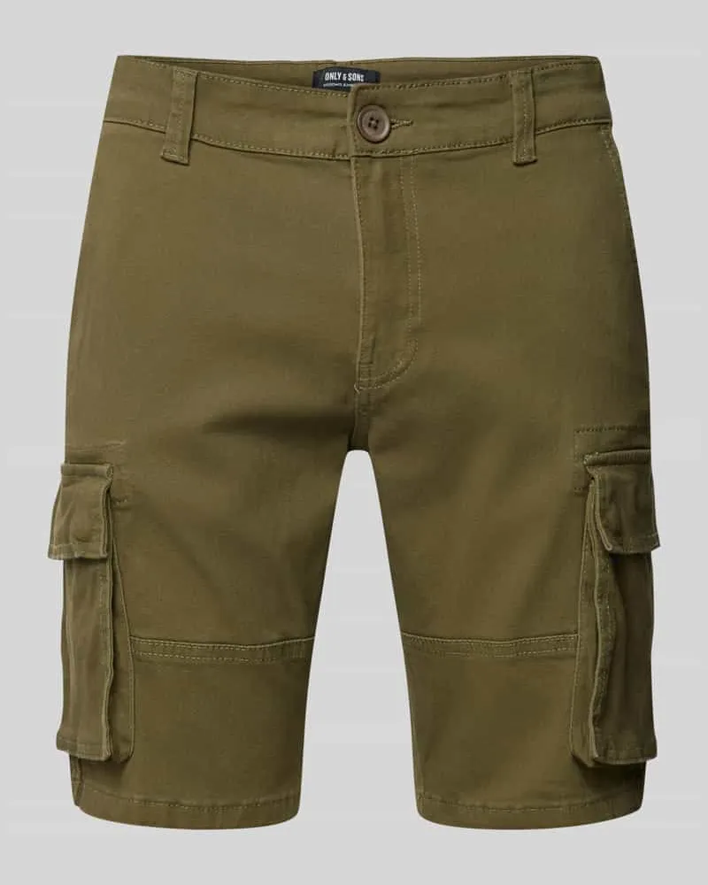 Only & Sons Regular Fit Cargoshorts mit Gürtelschlaufen Modell 'CAM Khaki