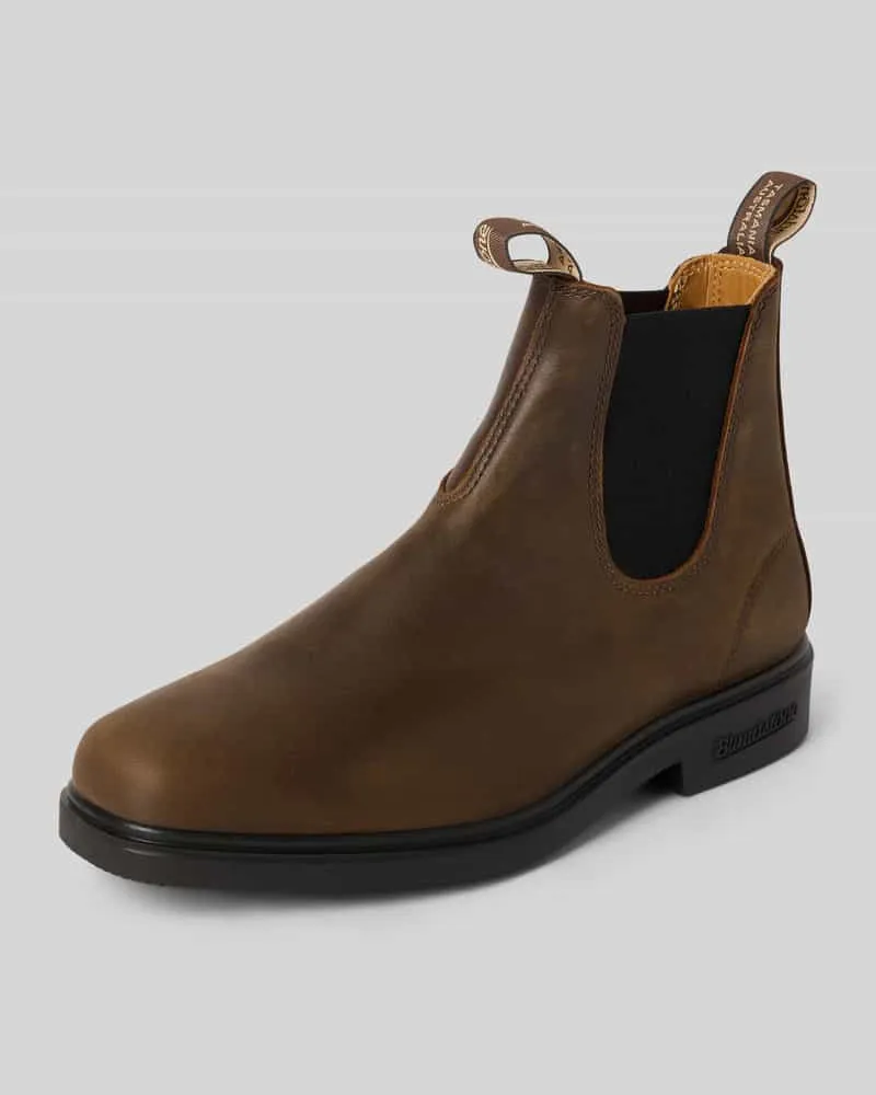 BLUNDSTONE Chelsea Boots aus echtem Leder mit Label-Detail Dunkelbraun