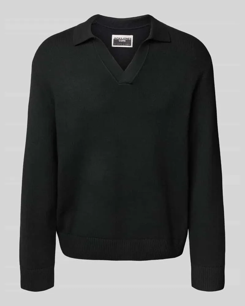 Jack & Jones Strickpullover mit V-Ausschnitt Modell 'COVER Black