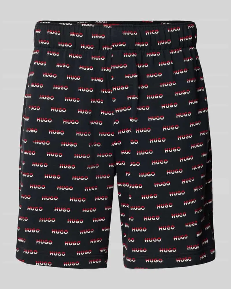 HUGO BOSS Shorts aus reiner Baumwolle mit Allover-Logo-Print Black