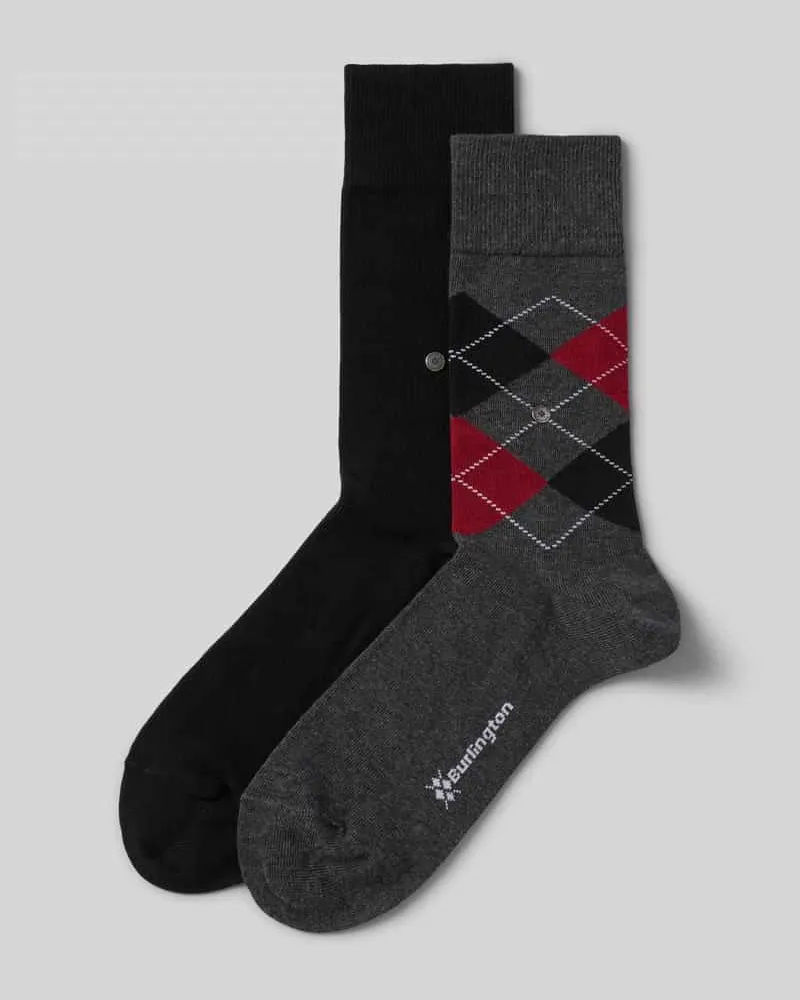 Burlington Socken mit Label-Detail im 2er-Pack Anthrazit