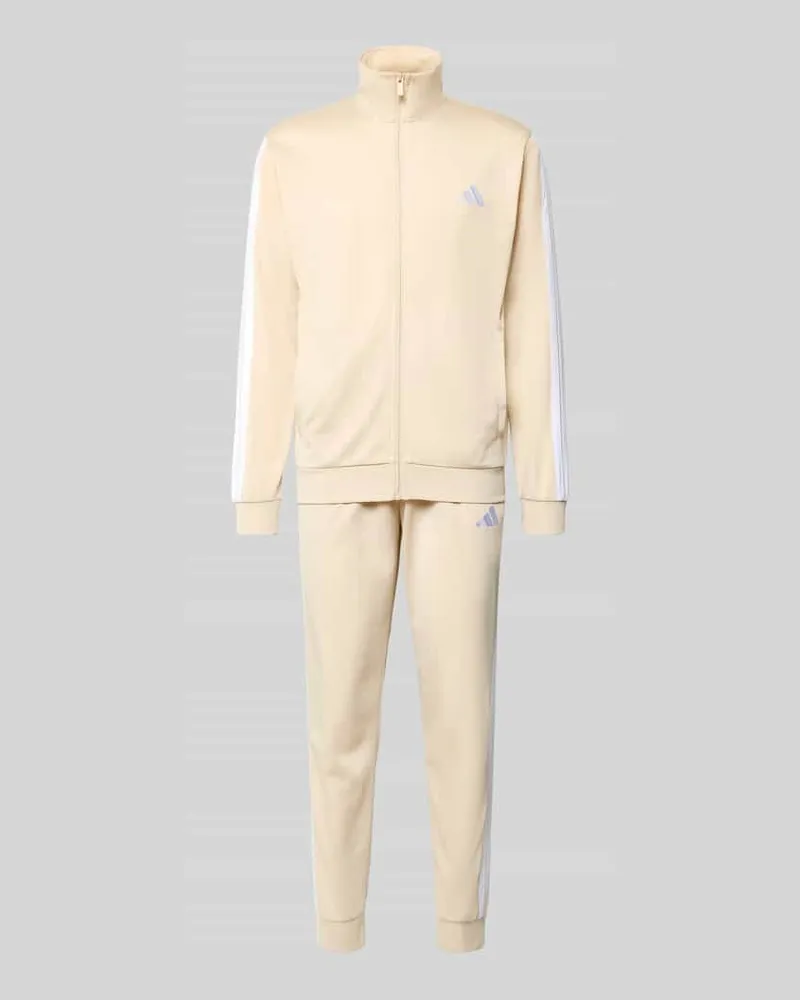adidas Regular Fit Sweat-Anzug mit Kontraststreifen Beige