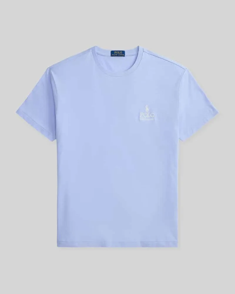 Ralph Lauren Relaxed Fit T-Shirt aus reiner Baumwolle mit Logo-Stitching Hellblau