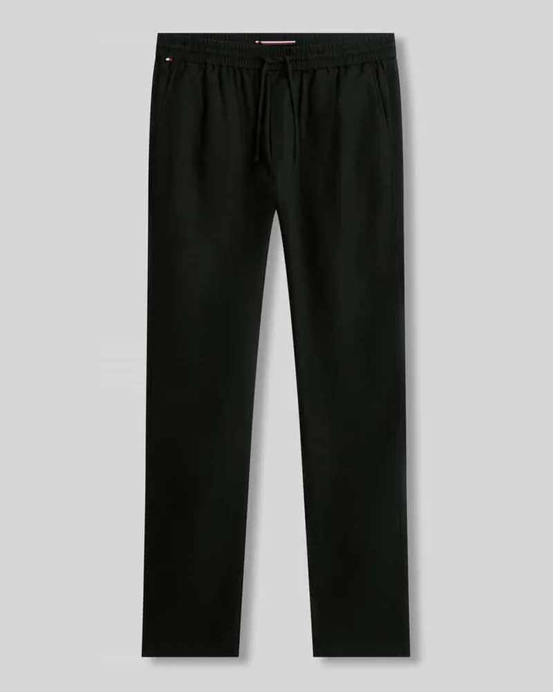 Tommy Hilfiger Tapered Chino aus Leinen-Mix mit Tunnelzug Modell 'HARLEM Black