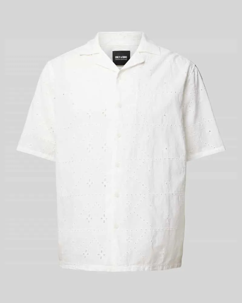 Only & Sons Freizeithemd mit Lochmuster Modell 'ARON Weiss