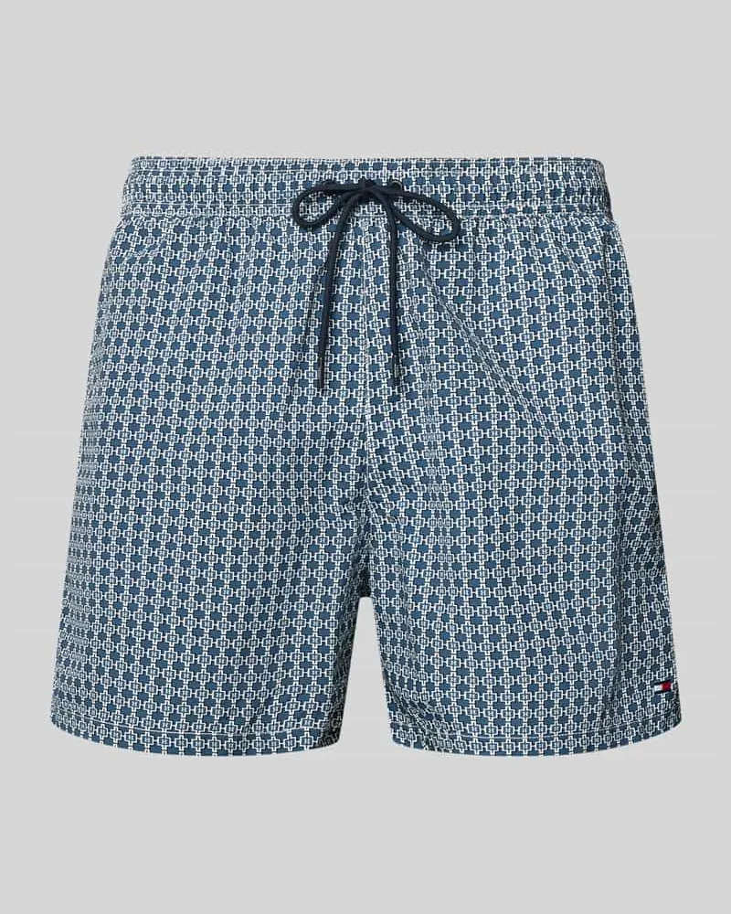 Tommy Hilfiger Badehose mit Allover-Muster Dunkelblau