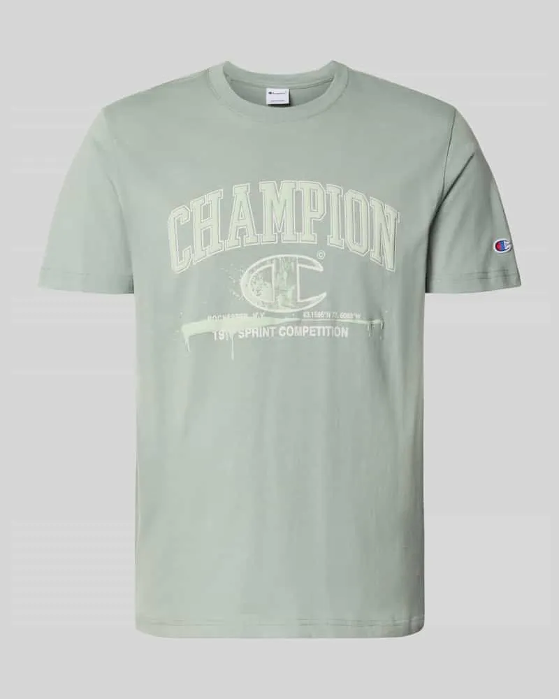 Champion T-Shirt mit Label-Print und Rundhalsausschnitt Gruen