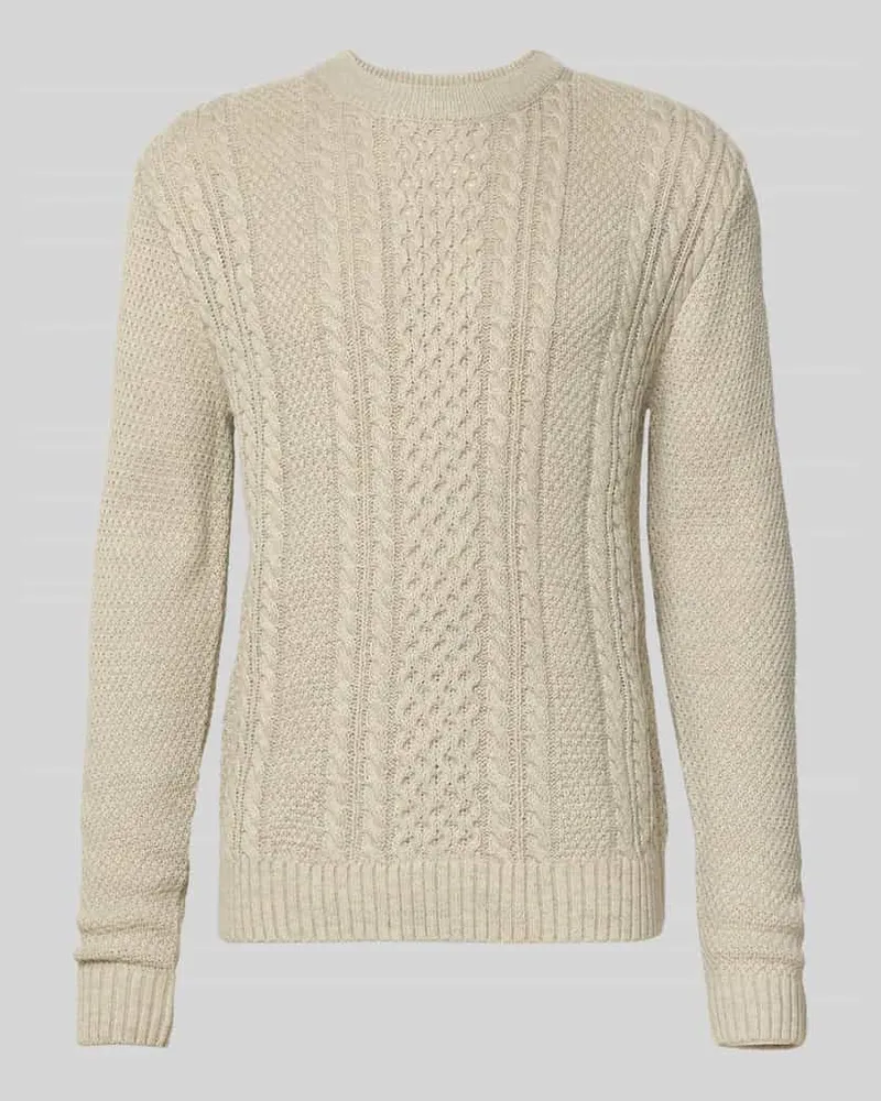 Jack & Jones Strickpullover mit gerippten Abschlüssen Modell 'PAUL Offwhite