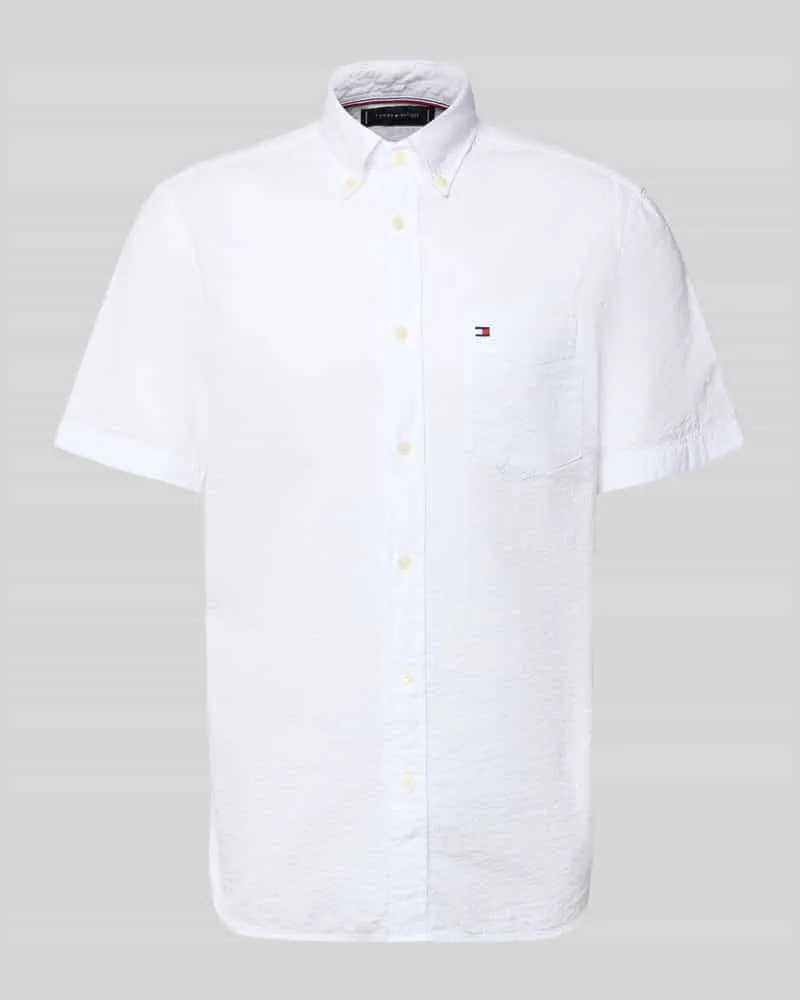 Tommy Hilfiger Regular Fit Freizeithemd aus reiner Baumwolle Offwhite