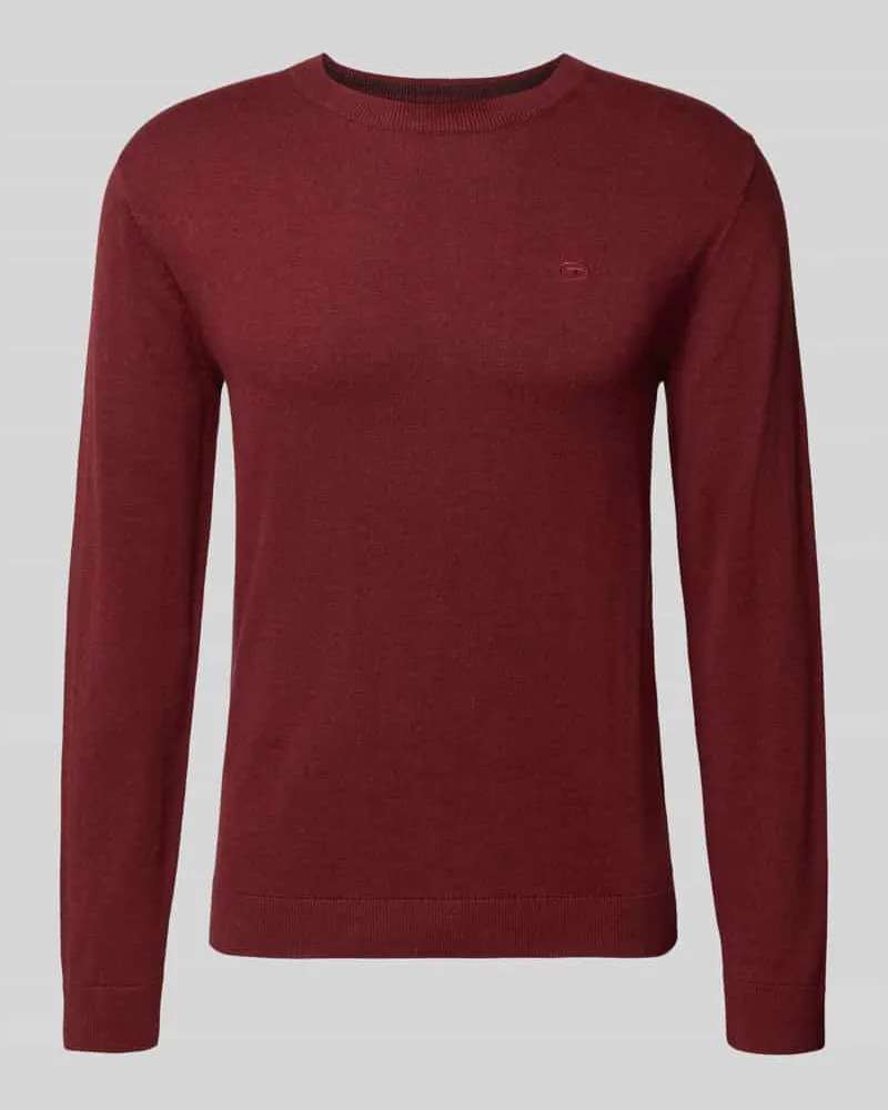 Tom Tailor Regular Fit Strickpullover aus reiner Baumwolle Bordeaux