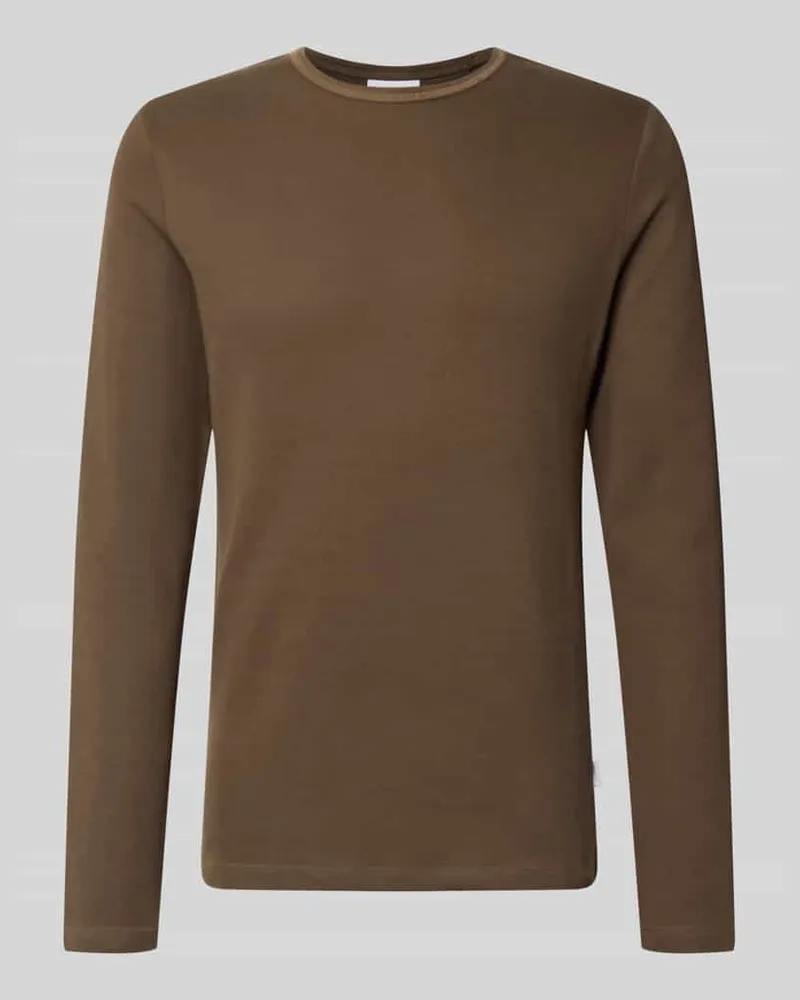 Lindbergh Longsleeve mit Rundhalsausschnitt und Label-Detail 